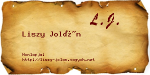 Liszy Jolán névjegykártya